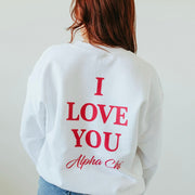 Ali & Ariel White I Love You Crewneck