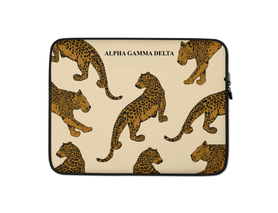 Ali & Ariel Leopard Laptop Sleeve <br> (available for multiple organizations!) Alpha Gamma Delta / 13