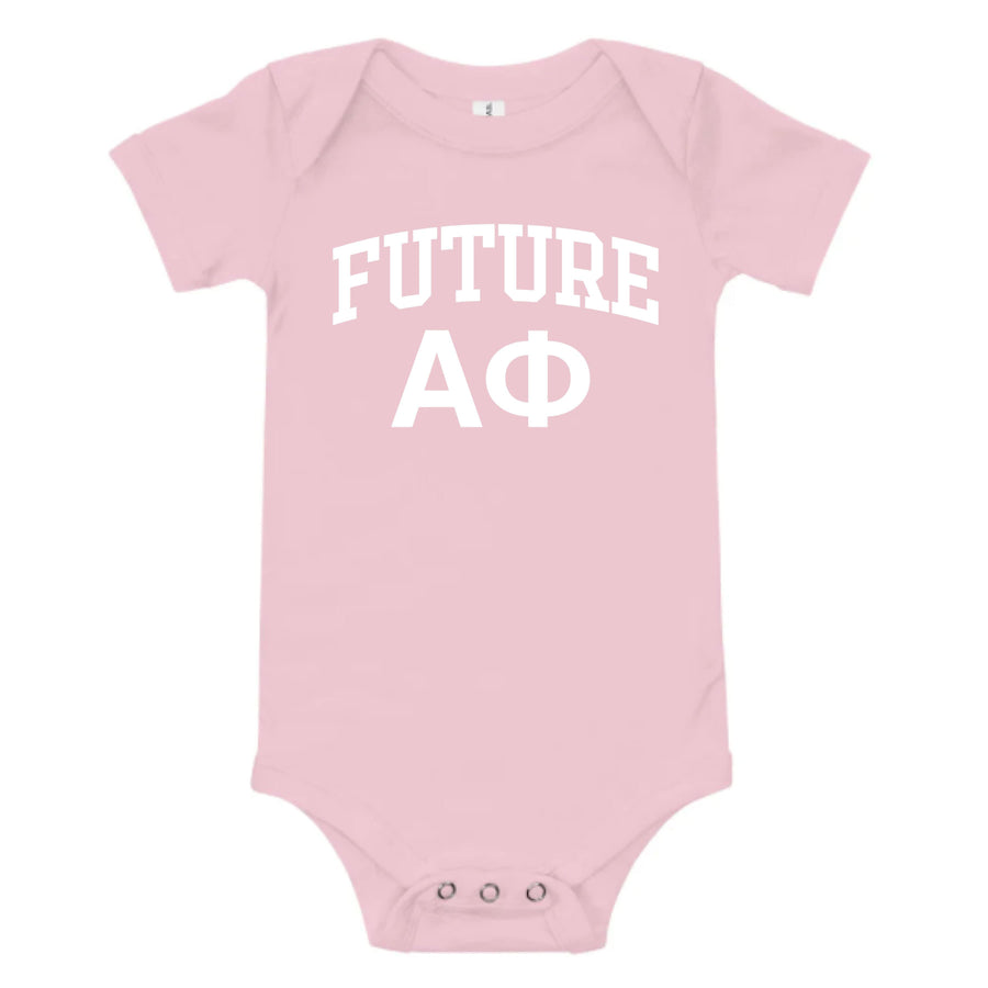 Ali & Ariel Pink Baby Onesie <br> (sororities A-D) Alpha Phi / 3-6 Months