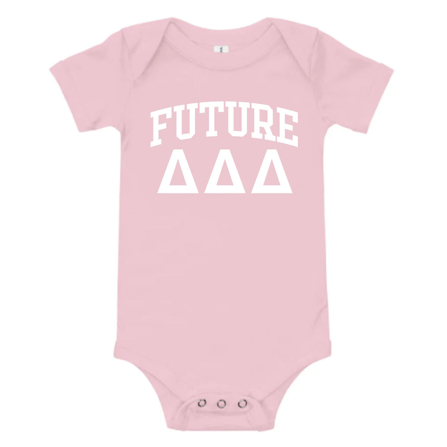 Ali & Ariel Pink Baby Onesie <br> (sororities A-D) Delta Delta Delta / 3-6 Months