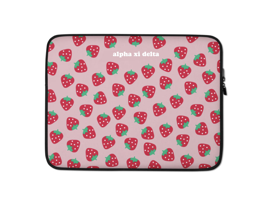Ali & Ariel Strawberry Laptop Sleeve <br> (available for multiple organizations!) Alpha Xi Delta / 13