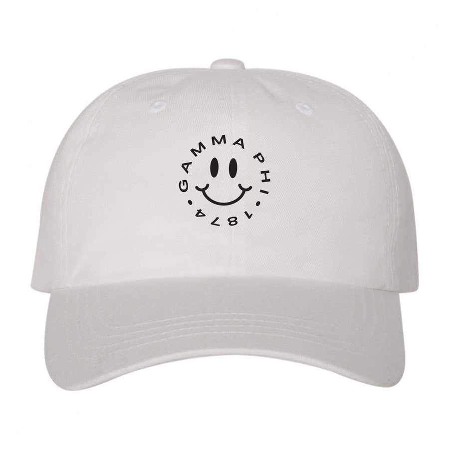 Ali & Ariel White Embroidered Smiley Hat <br> (available for all sororities)