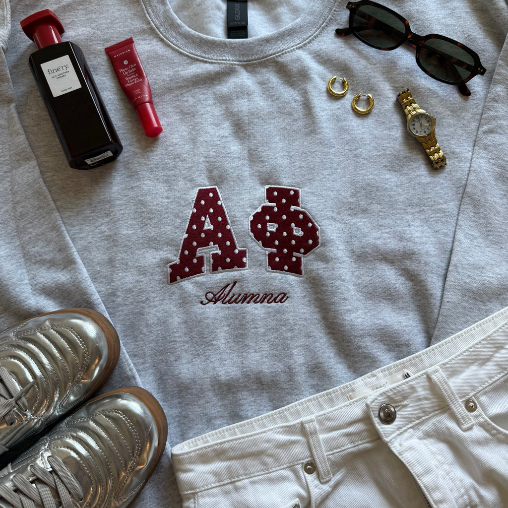 Ali & Ariel Alumna Embroidered Polka Dot Crewneck