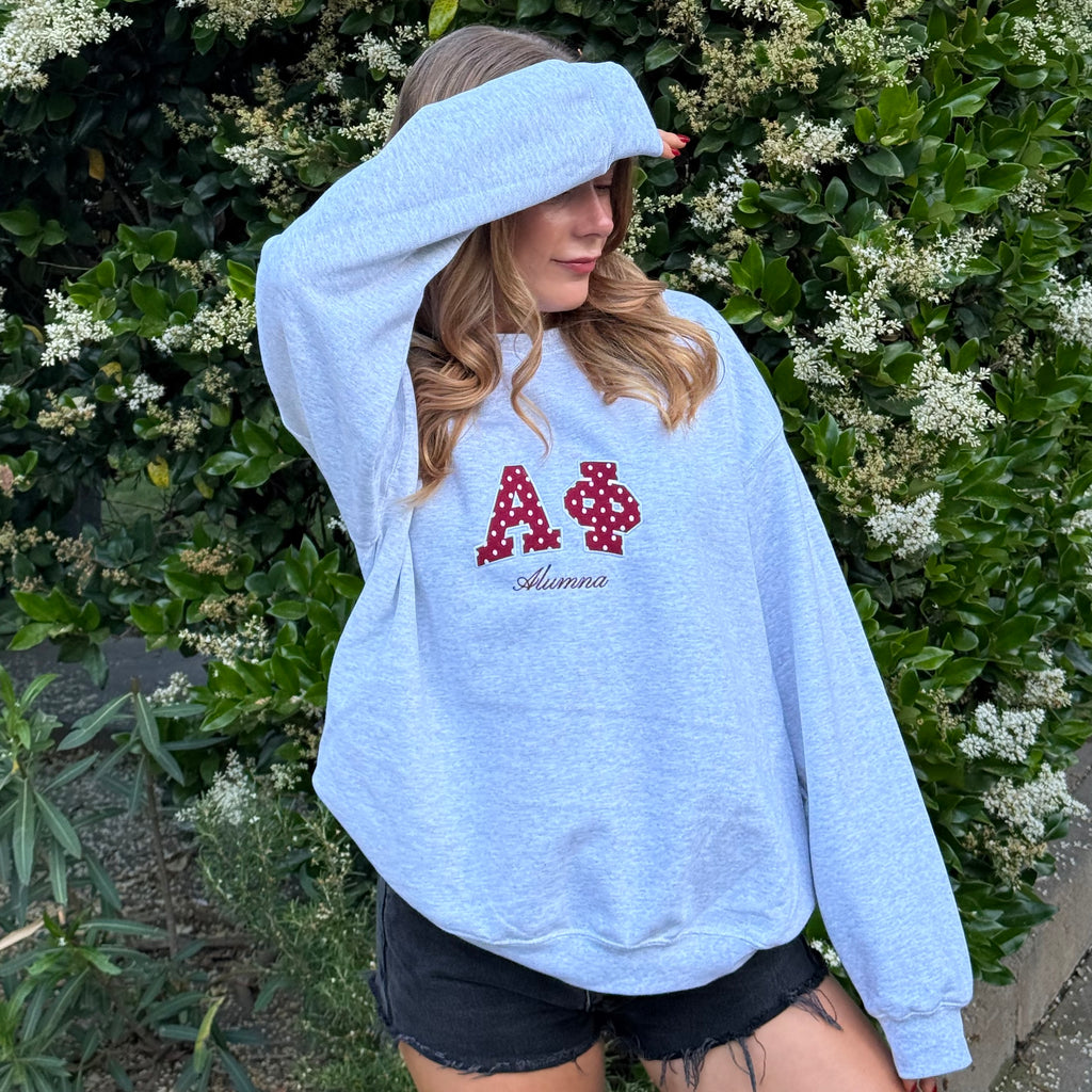 Ali & Ariel Alumna Embroidered Polka Dot Crewneck