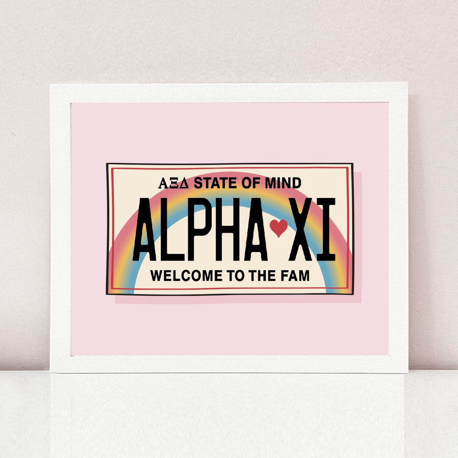 Ali & Ariel Aloha State Of Mind Pink Art Print Alpha Xi Delta / White Frame