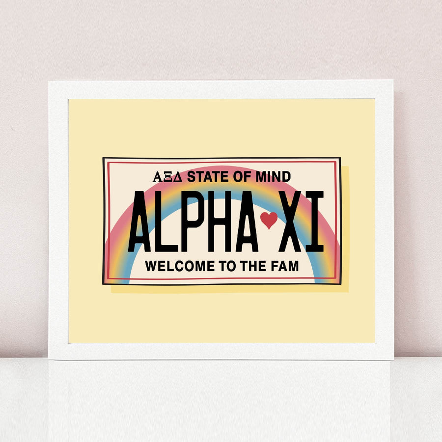 Ali & Ariel Aloha State Of Mind Yellow Art Print Alpha Xi Delta / White Frame