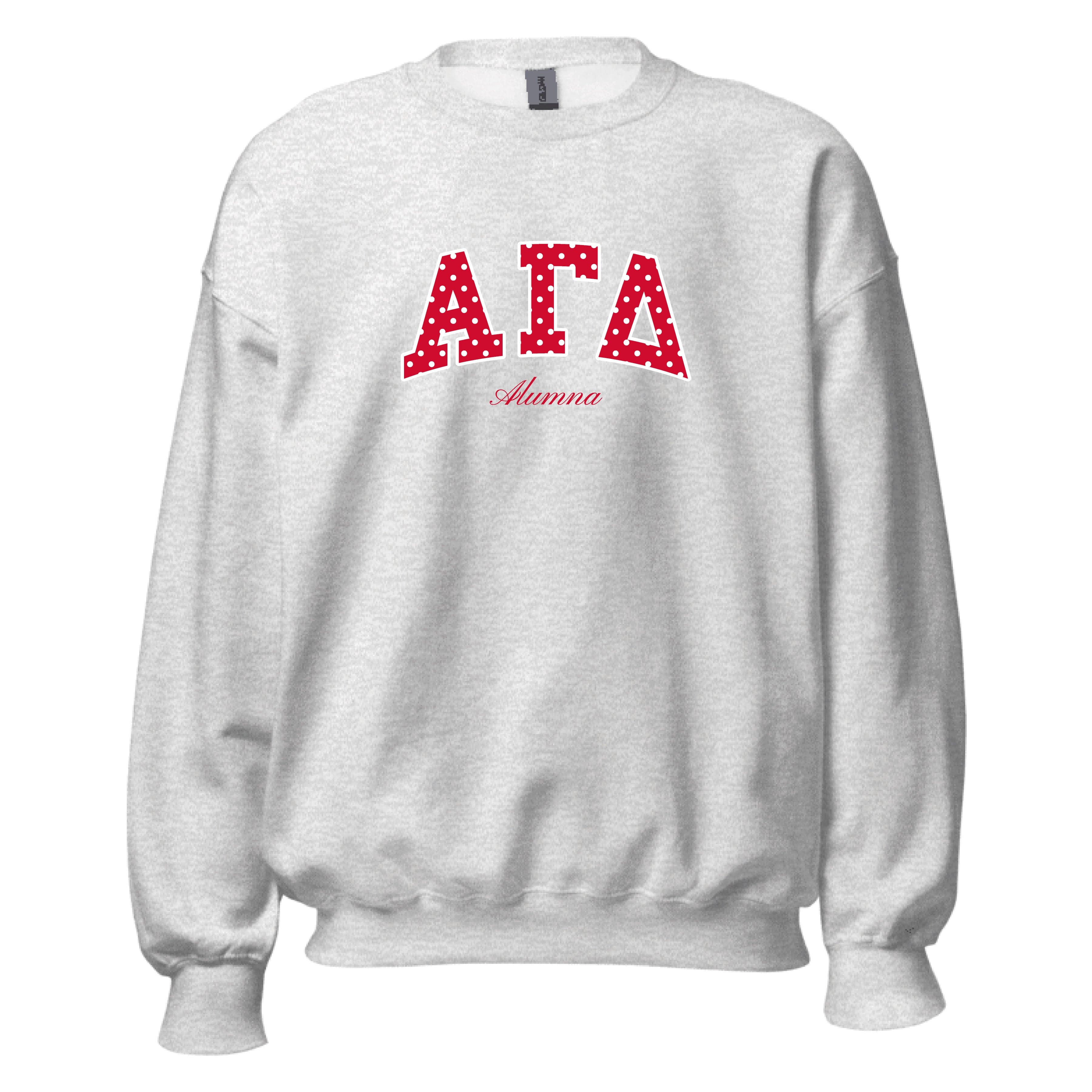 Ali & Ariel Alumna Embroidered Polka Dot Crewneck Alpha Gamma Delta / Medium