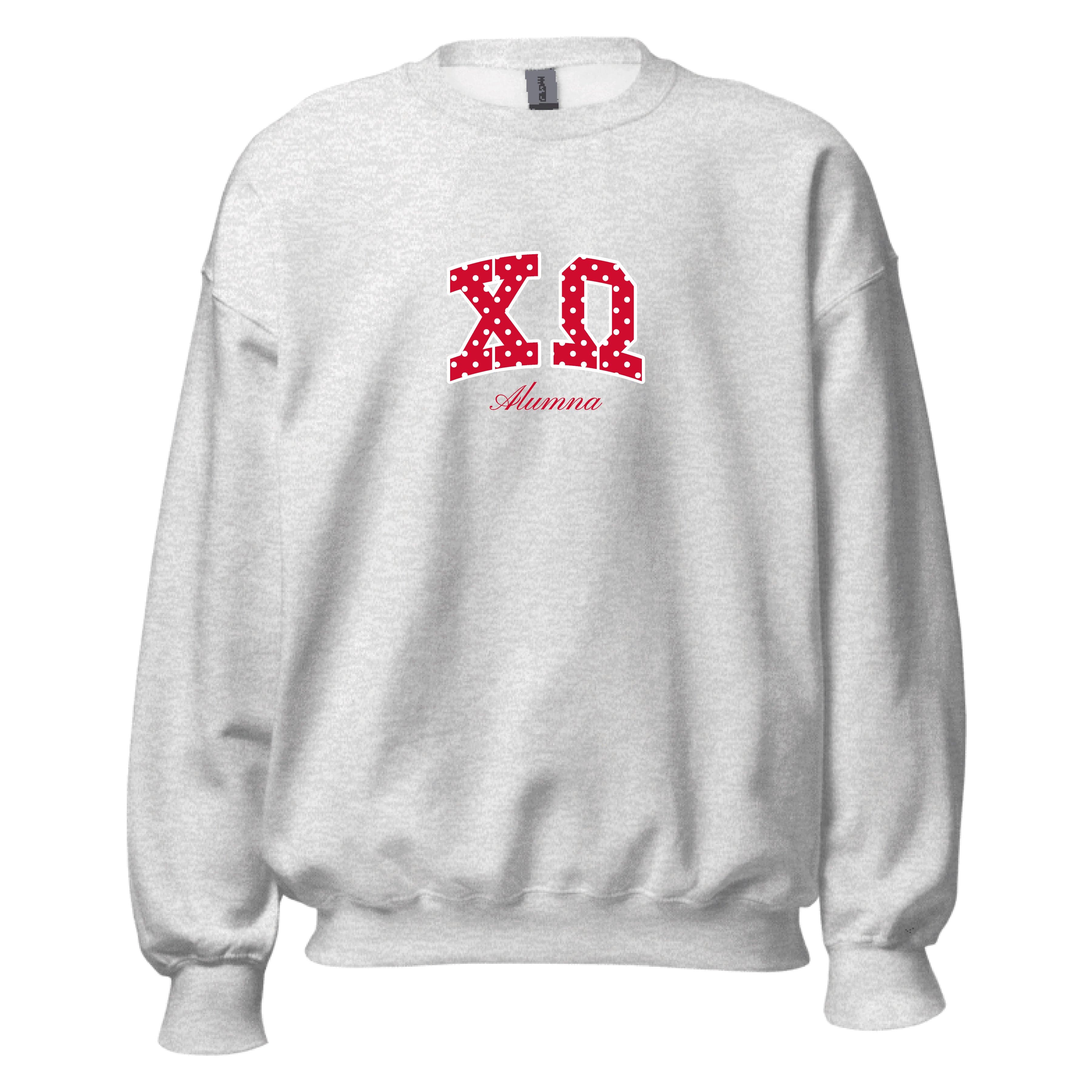 Ali & Ariel Alumna Embroidered Polka Dot Crewneck Chi Omega / Medium