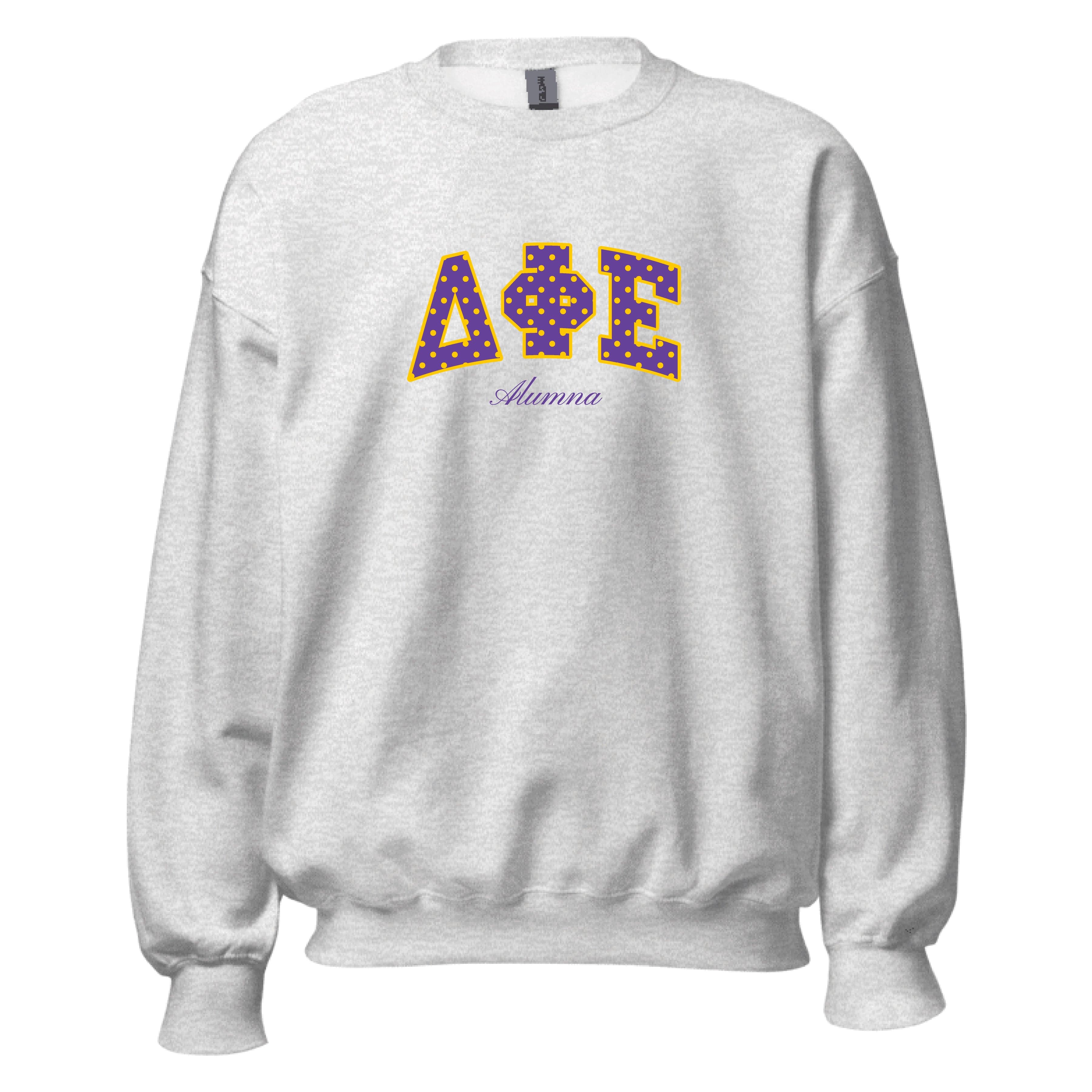 Ali & Ariel Alumna Embroidered Polka Dot Crewneck Delta Phi Epsilon / Medium