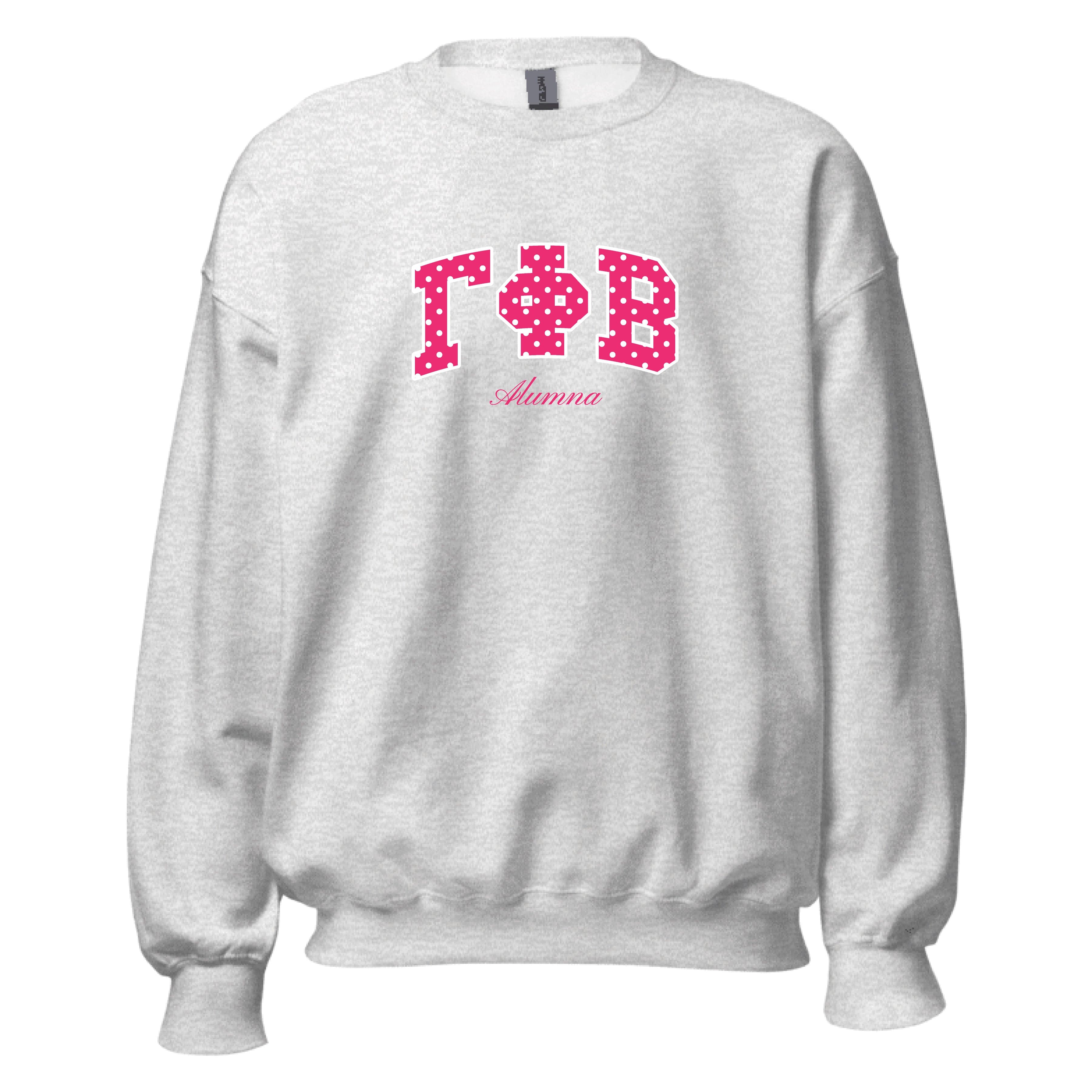 Ali & Ariel Alumna Embroidered Polka Dot Crewneck Gamma Phi Beta / Medium