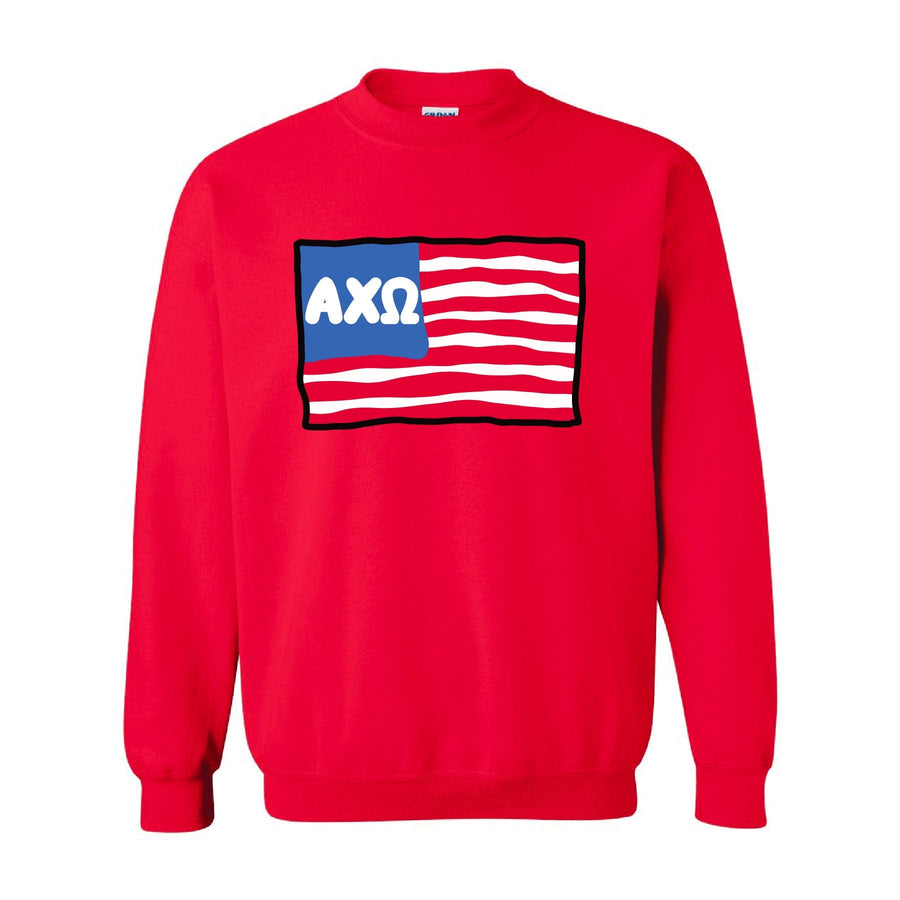 Ali & Ariel American Flag Crewneck Alpha Chi Omega / Medium