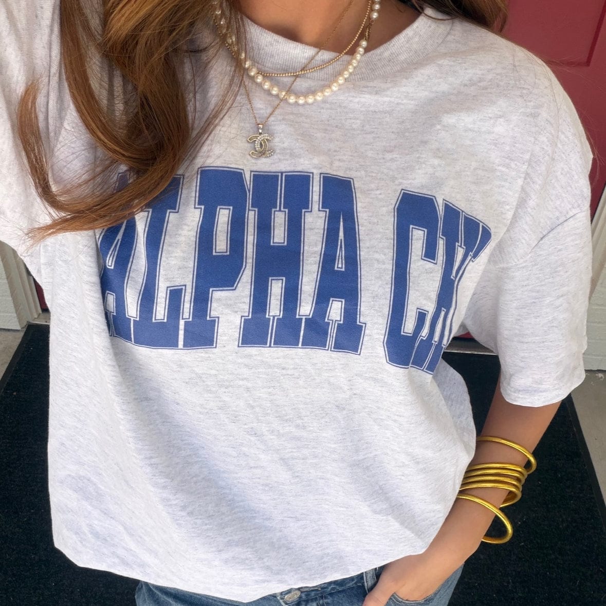 Ali & Ariel Ash Grey Collegiate Tee