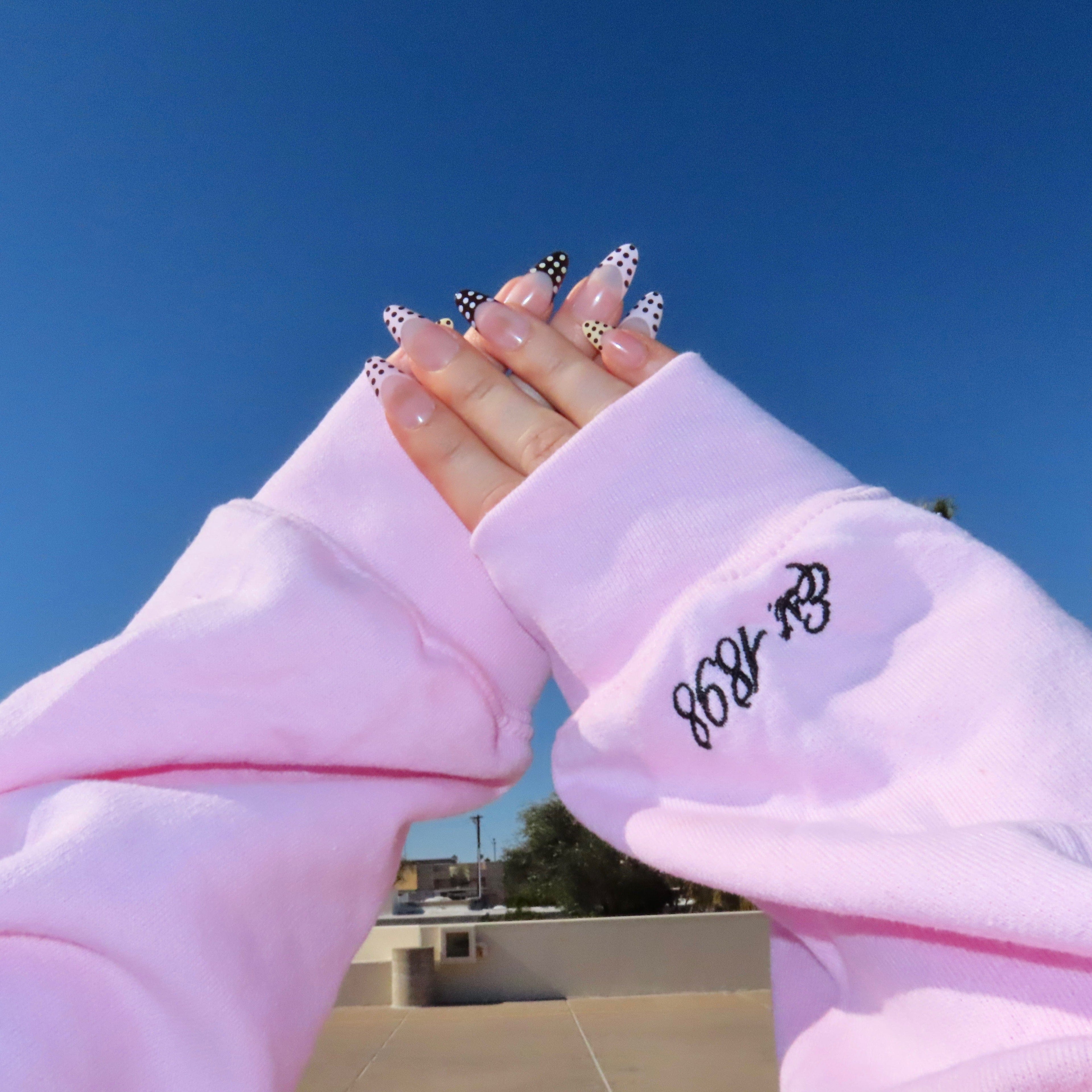 Ali & Ariel Black and Pink Embroidered Hoodie