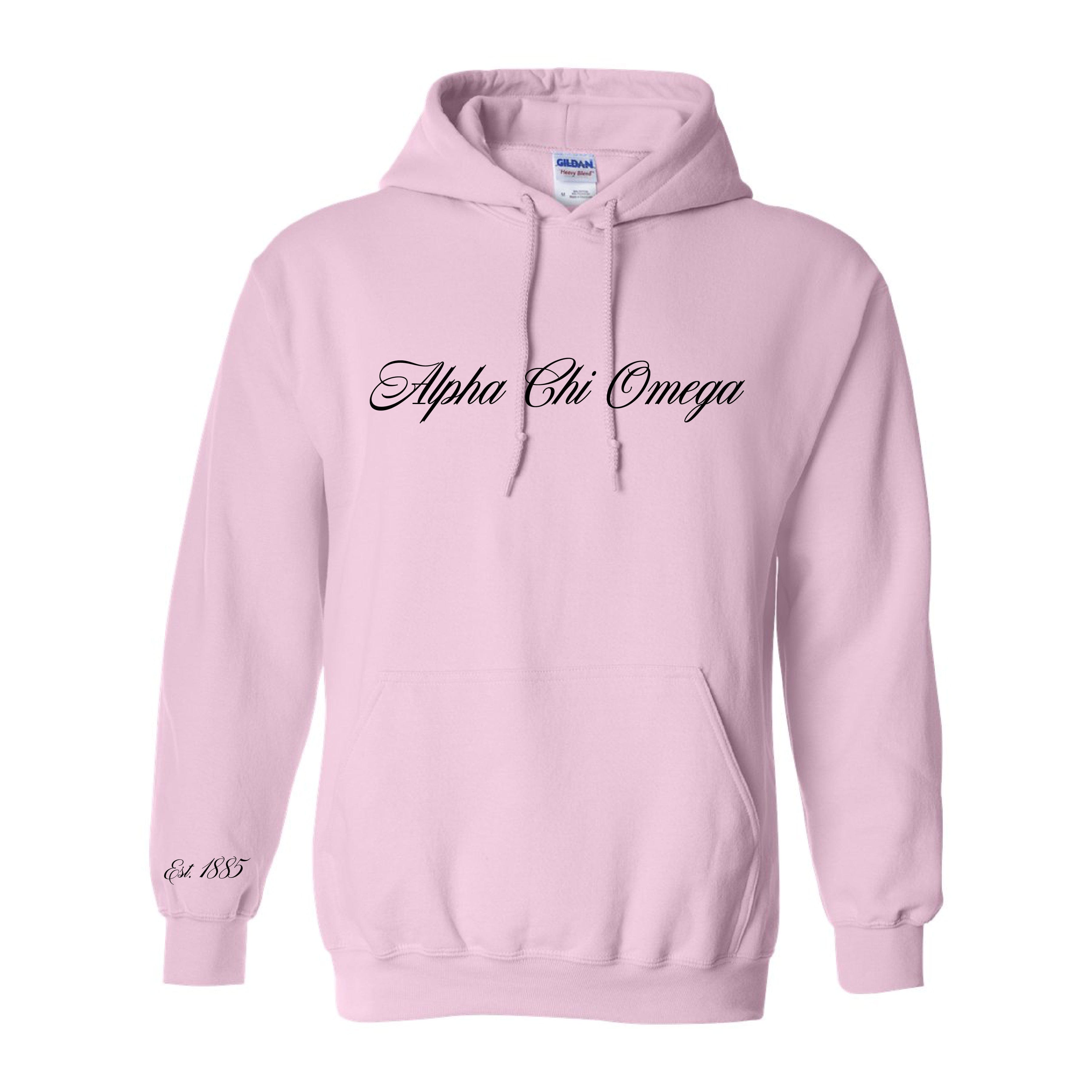 Ali & Ariel Black and Pink Embroidered Hoodie Alpha Chi Omega / Medium