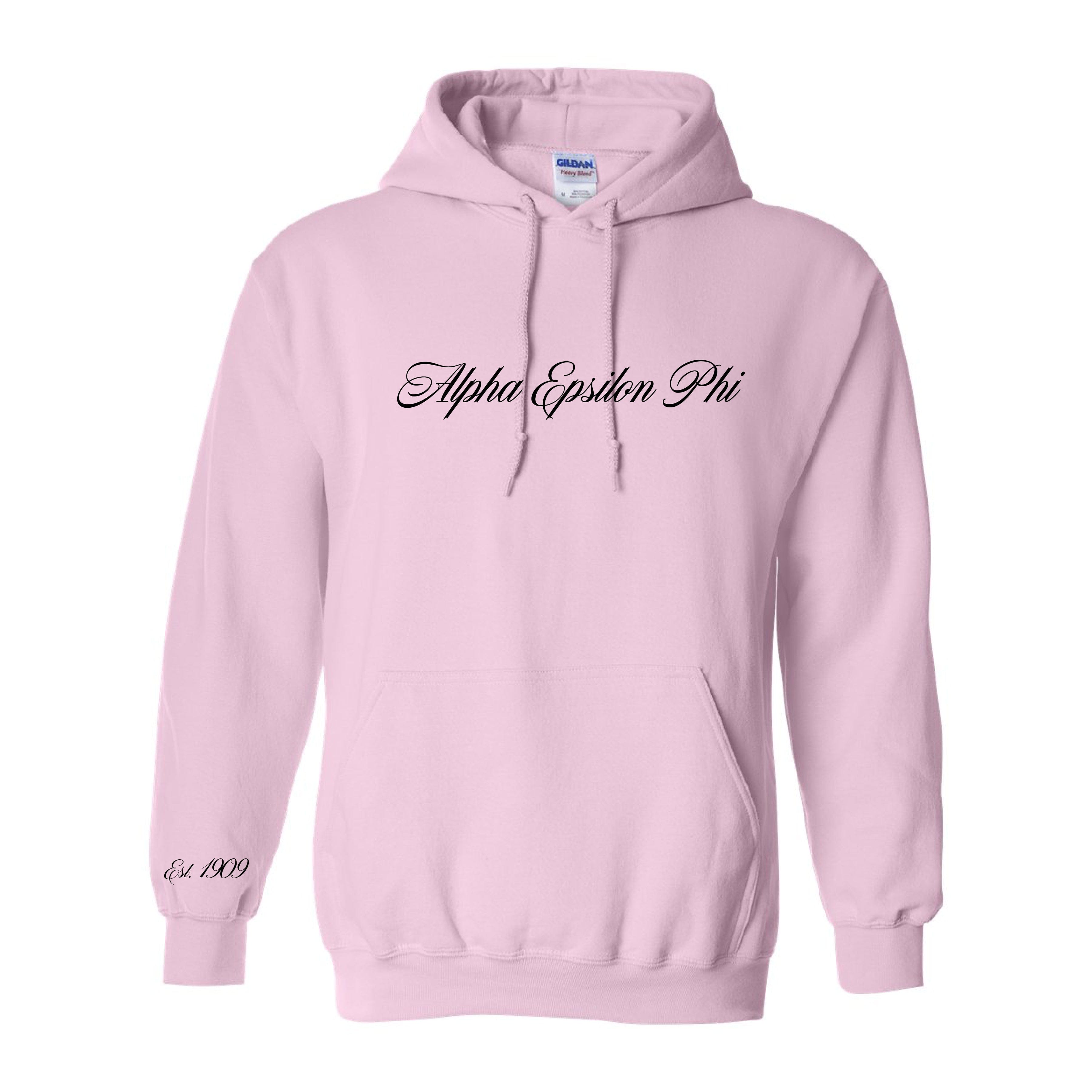 Ali & Ariel Black and Pink Embroidered Hoodie Alpha Epsilon Phi / Medium
