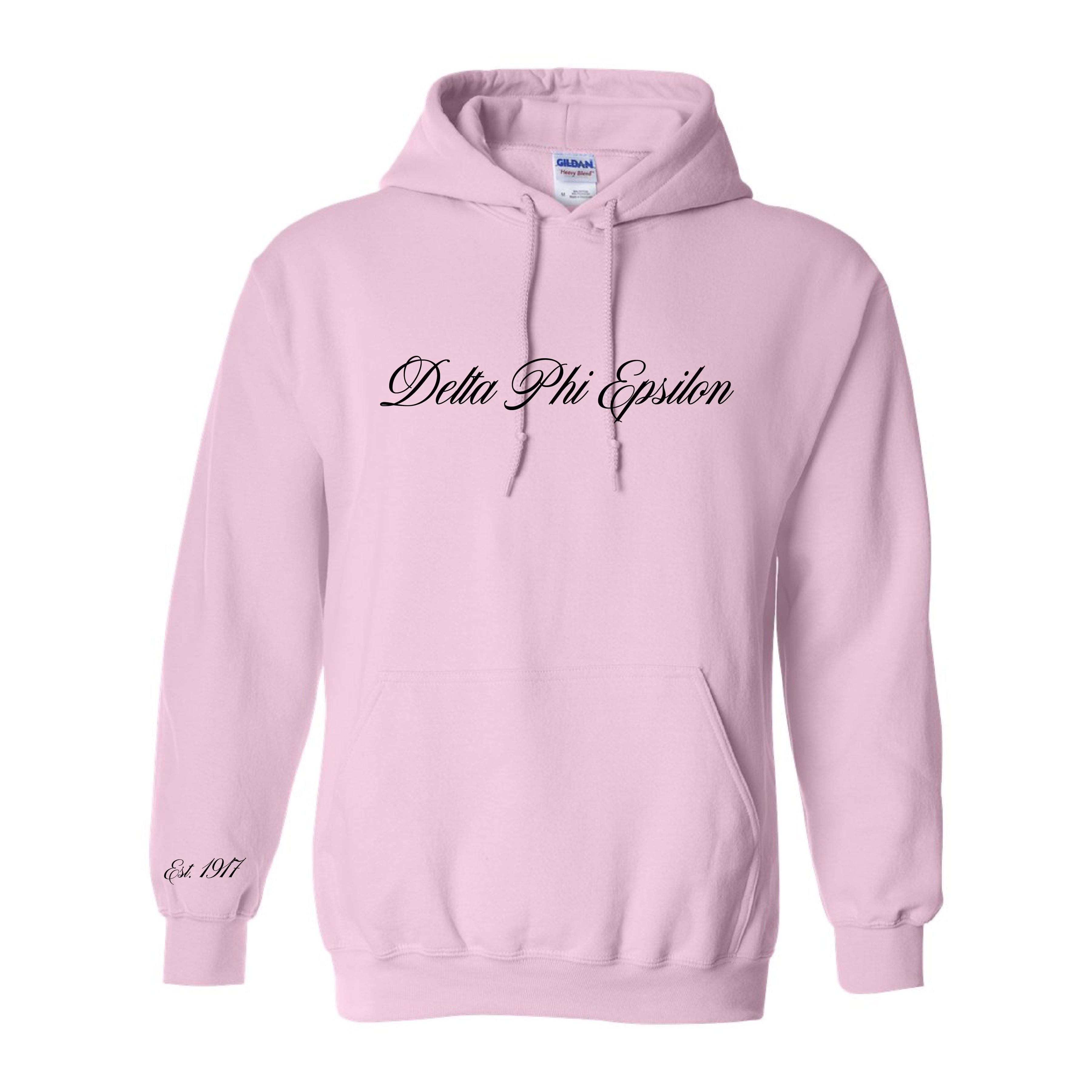 Ali & Ariel Black and Pink Embroidered Hoodie Delta Phi Epsilon / Medium