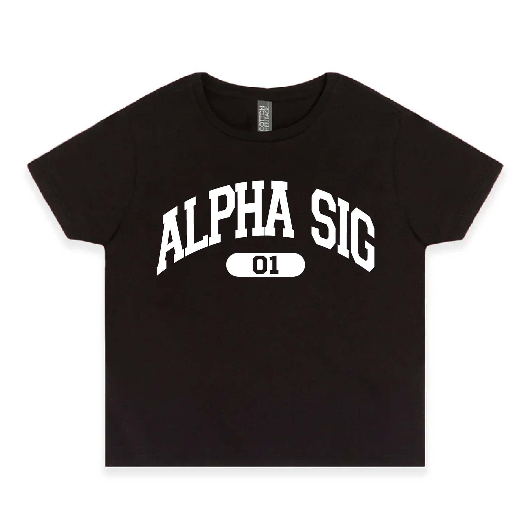 Ali & Ariel Black collegiate sports baby tee Alpha Sigma Alpha / Small
