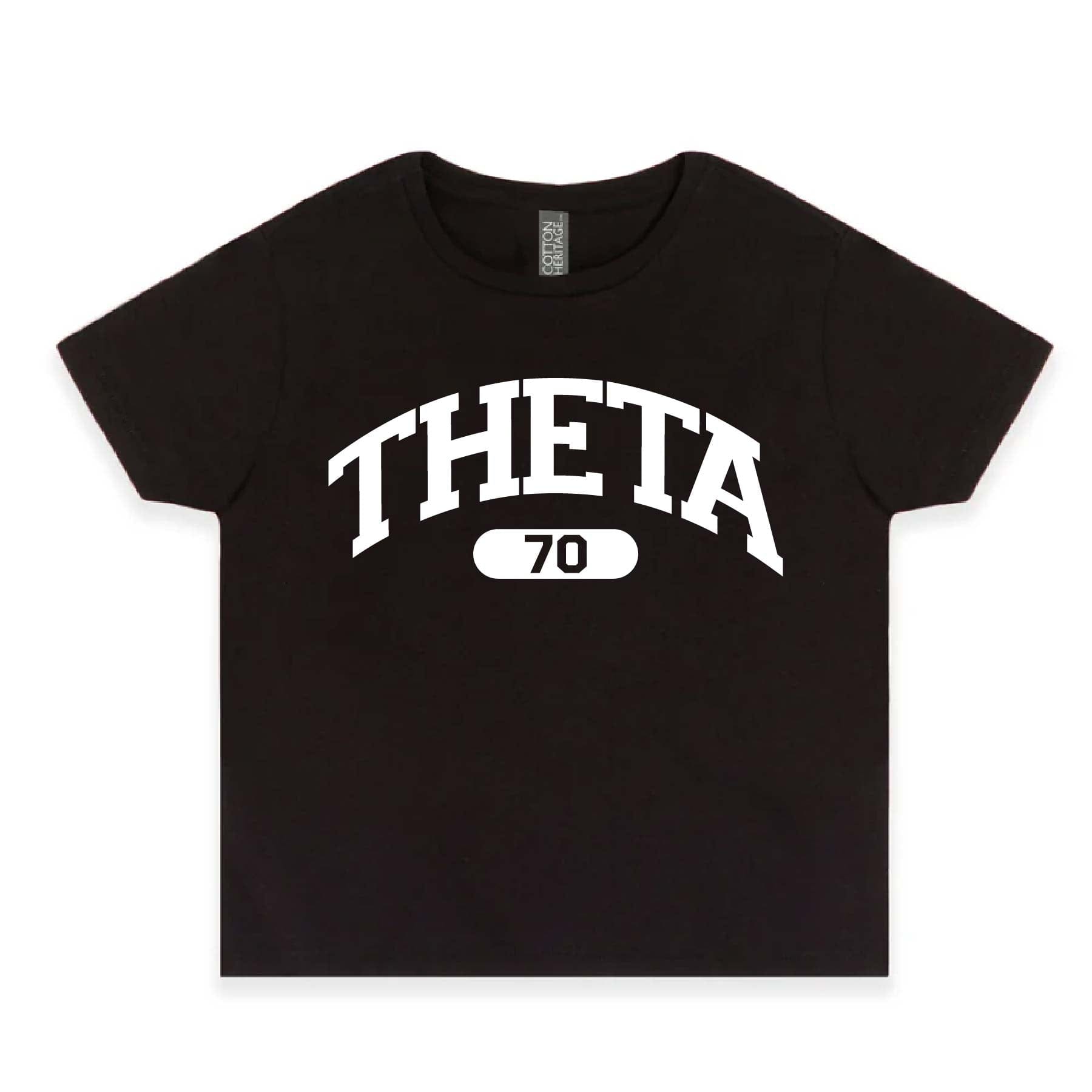 Ali & Ariel Black collegiate sports baby tee Kappa Alpha Theta / Small