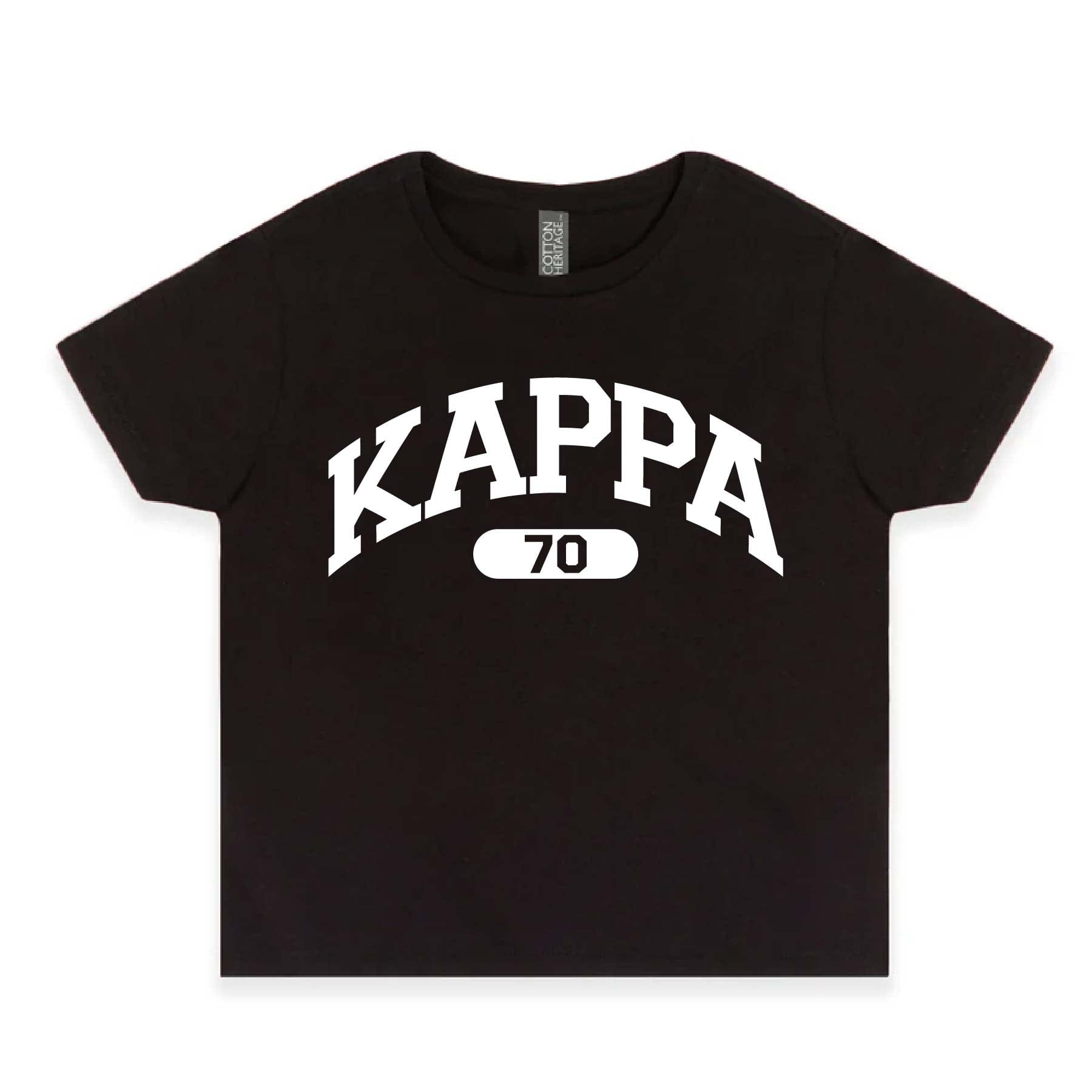 Ali & Ariel Black collegiate sports baby tee Kappa Kappa Gamma / Small