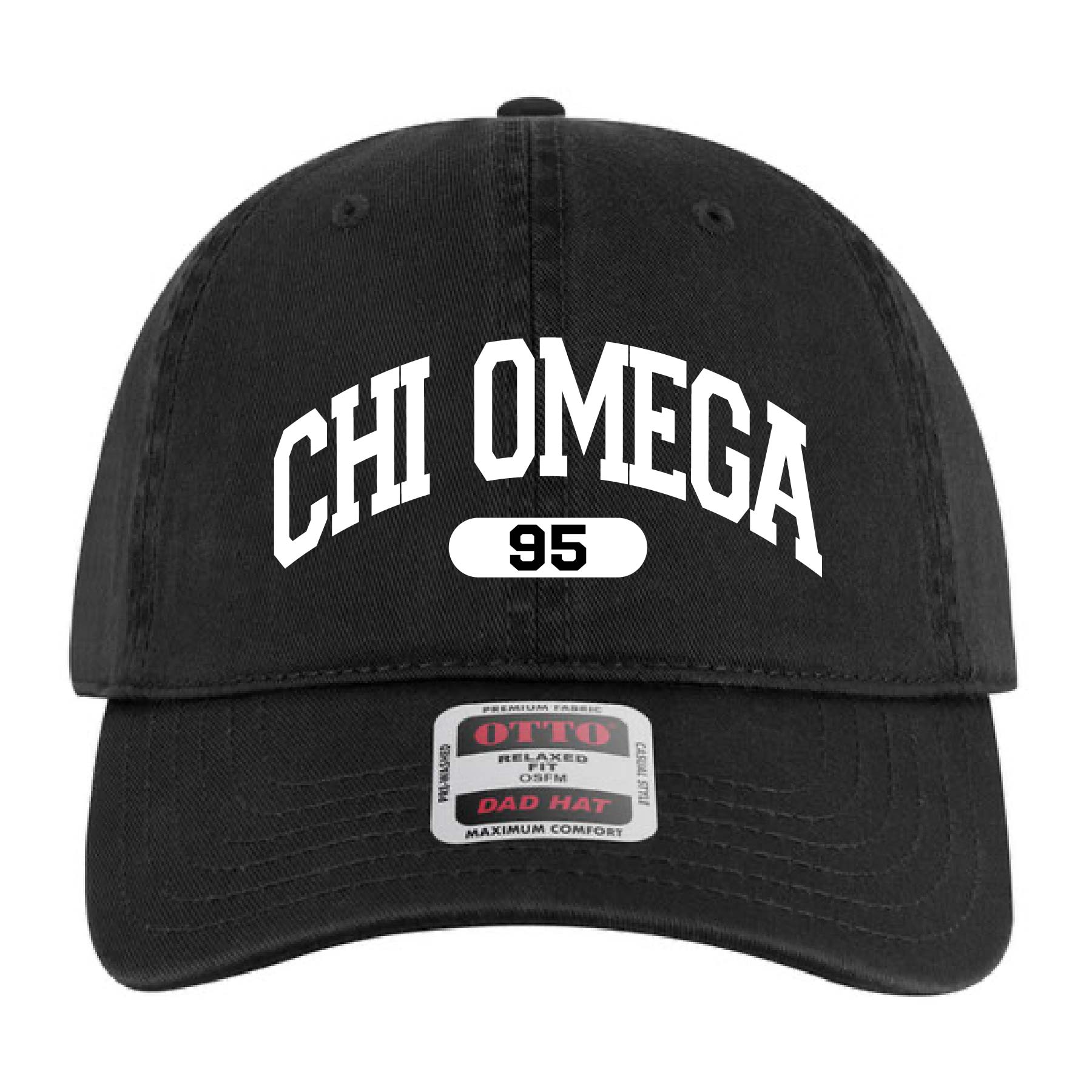Ali & Ariel Black Collegiate Sports Dad Hat Chi Omega