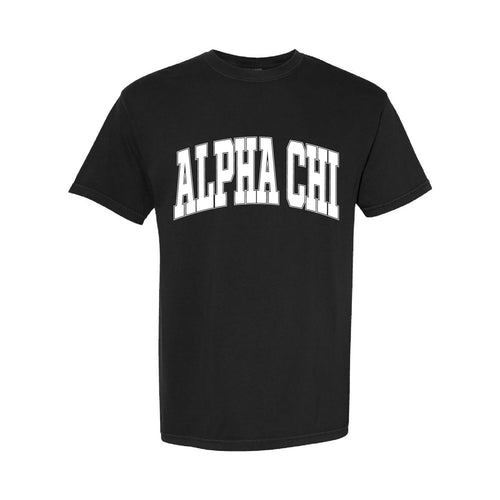 Ali & Ariel Black Comfort Colors Collegiate Tee Alpha Chi Omega / Medium