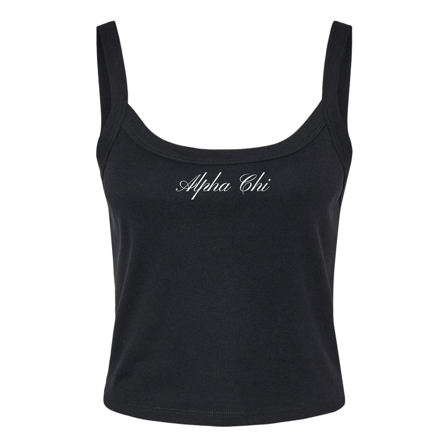 Ali & Ariel Black Cursive Tank Top Alpha Chi Omega / XS