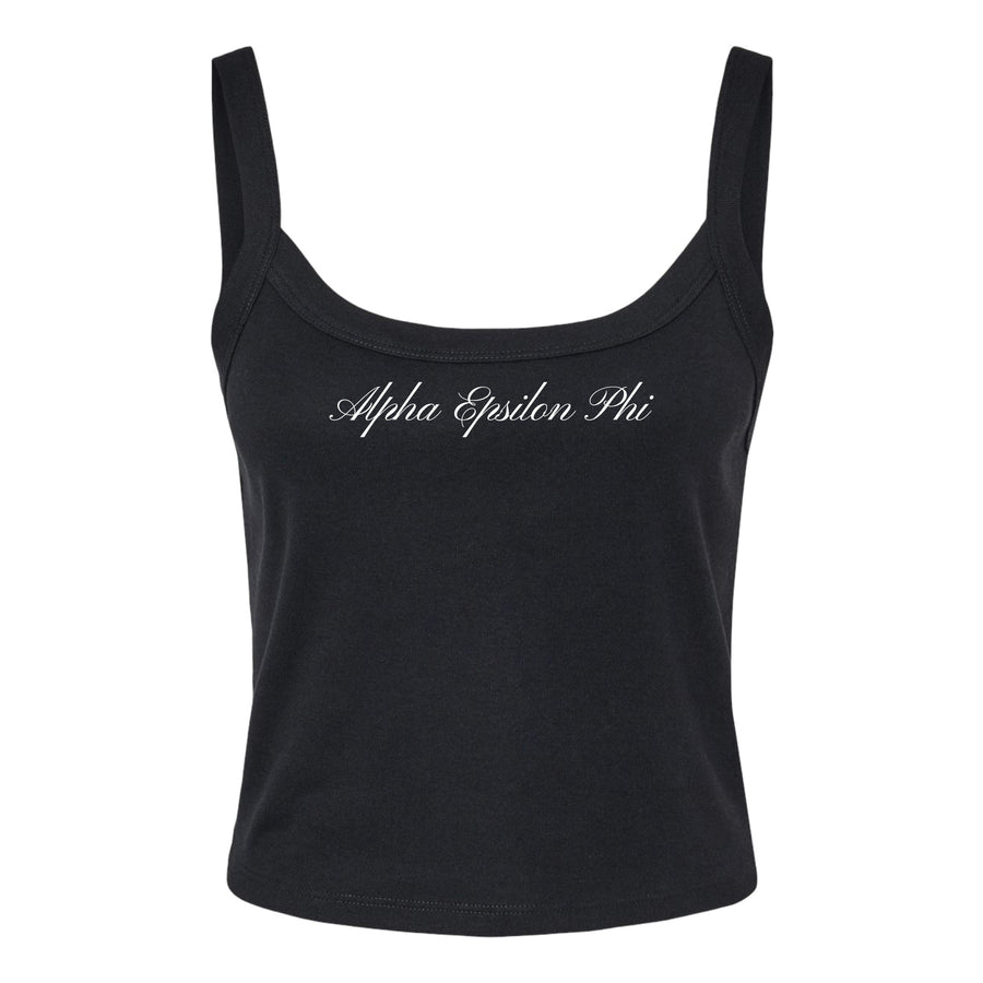 Ali & Ariel Black Cursive Tank Top Alpha Epsilon Phi / XS