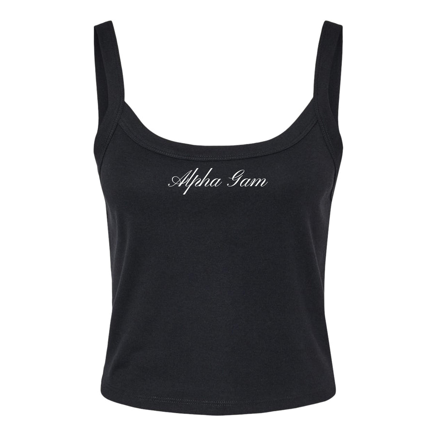 Ali & Ariel Black Cursive Tank Top Alpha Gamma Delta / XS