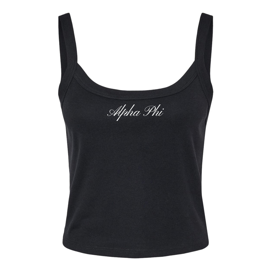 Ali & Ariel Black Cursive Tank Top Alpha Phi / XS