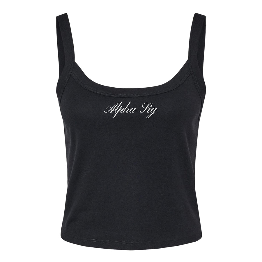 Ali & Ariel Black Cursive Tank Top Alpha Sigma Alpha / XS