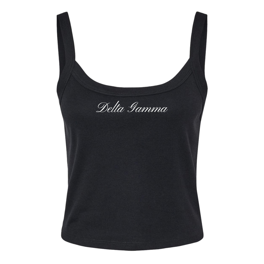 Ali & Ariel Black Cursive Tank Top Delta Gamma / XS