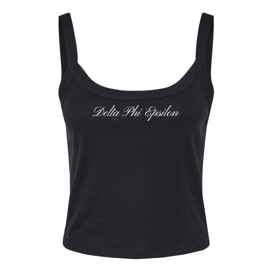 Ali & Ariel Black Cursive Tank Top Delta Phi Epsilon / XS