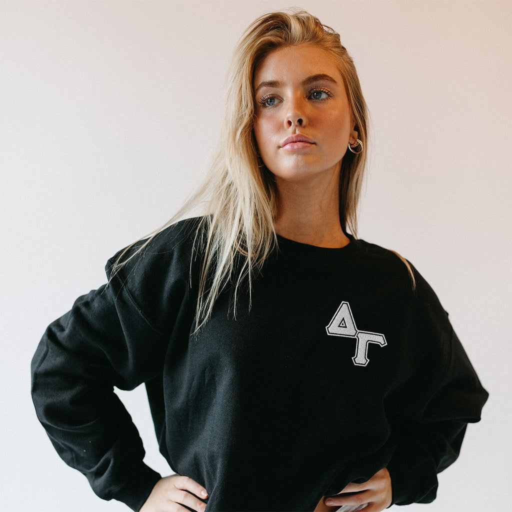 Ali & Ariel Black Greek Embroidered Crewneck