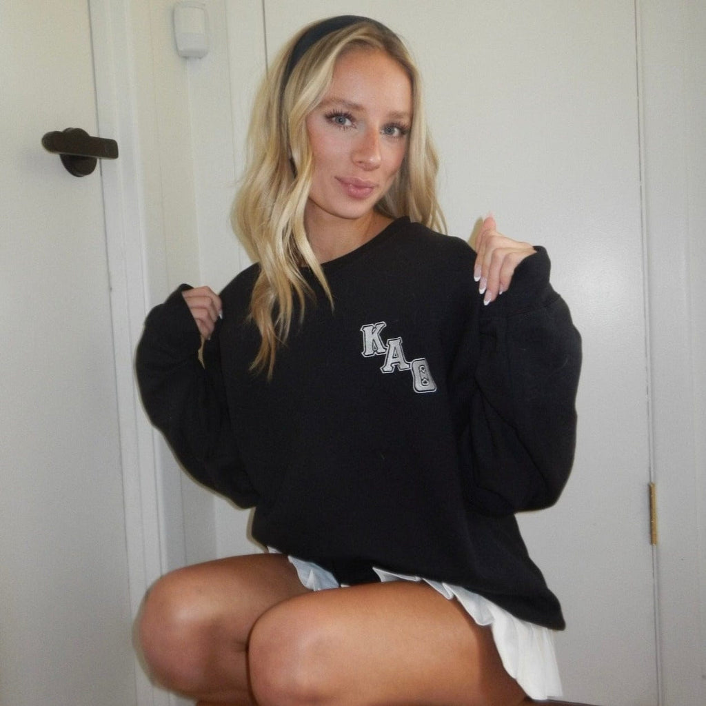 Ali & Ariel Black Greek Embroidered Crewneck