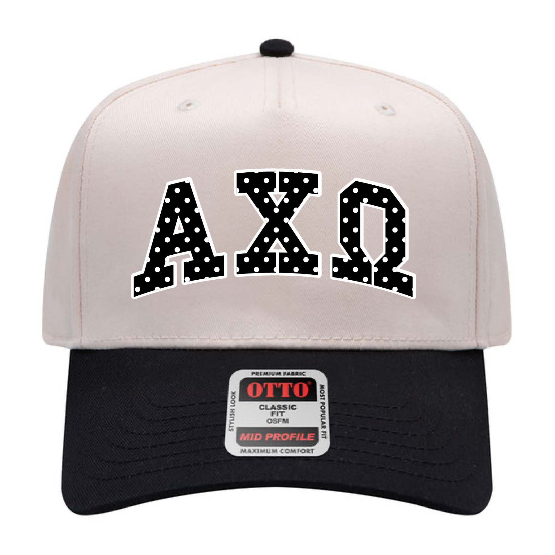 Ali & Ariel Black Polka Dot Embroidered Hat Alpha Chi Omega