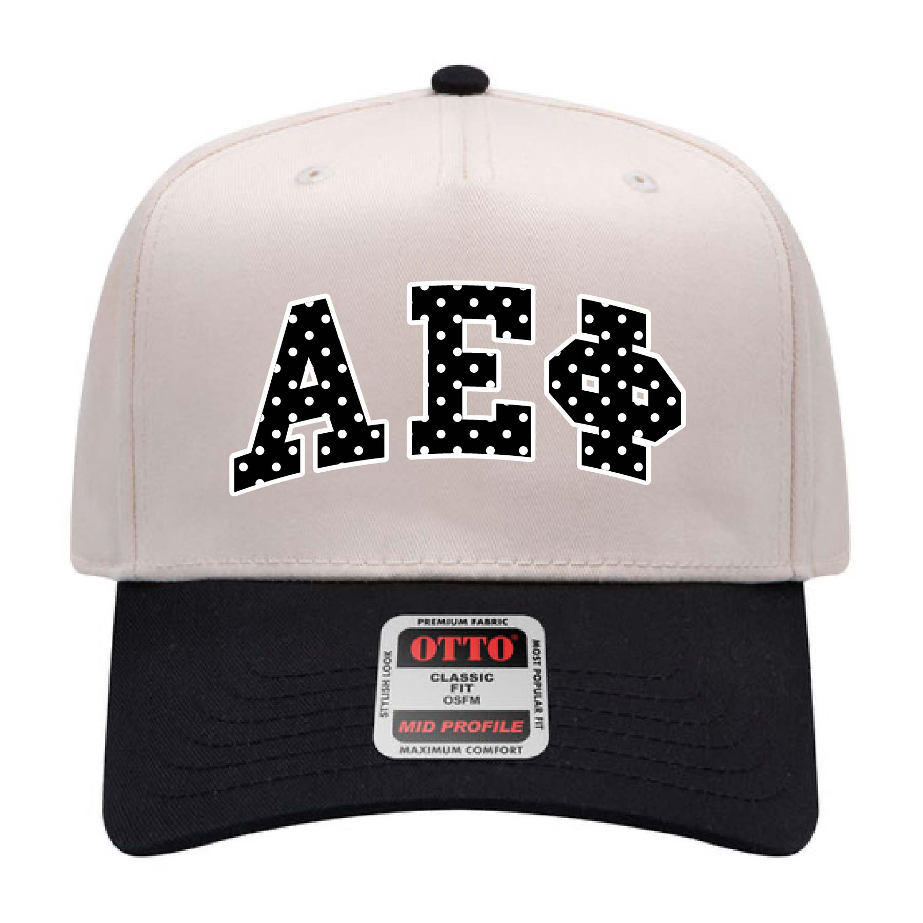 Ali & Ariel Black Polka Dot Embroidered Hat Alpha Epsilon Phi
