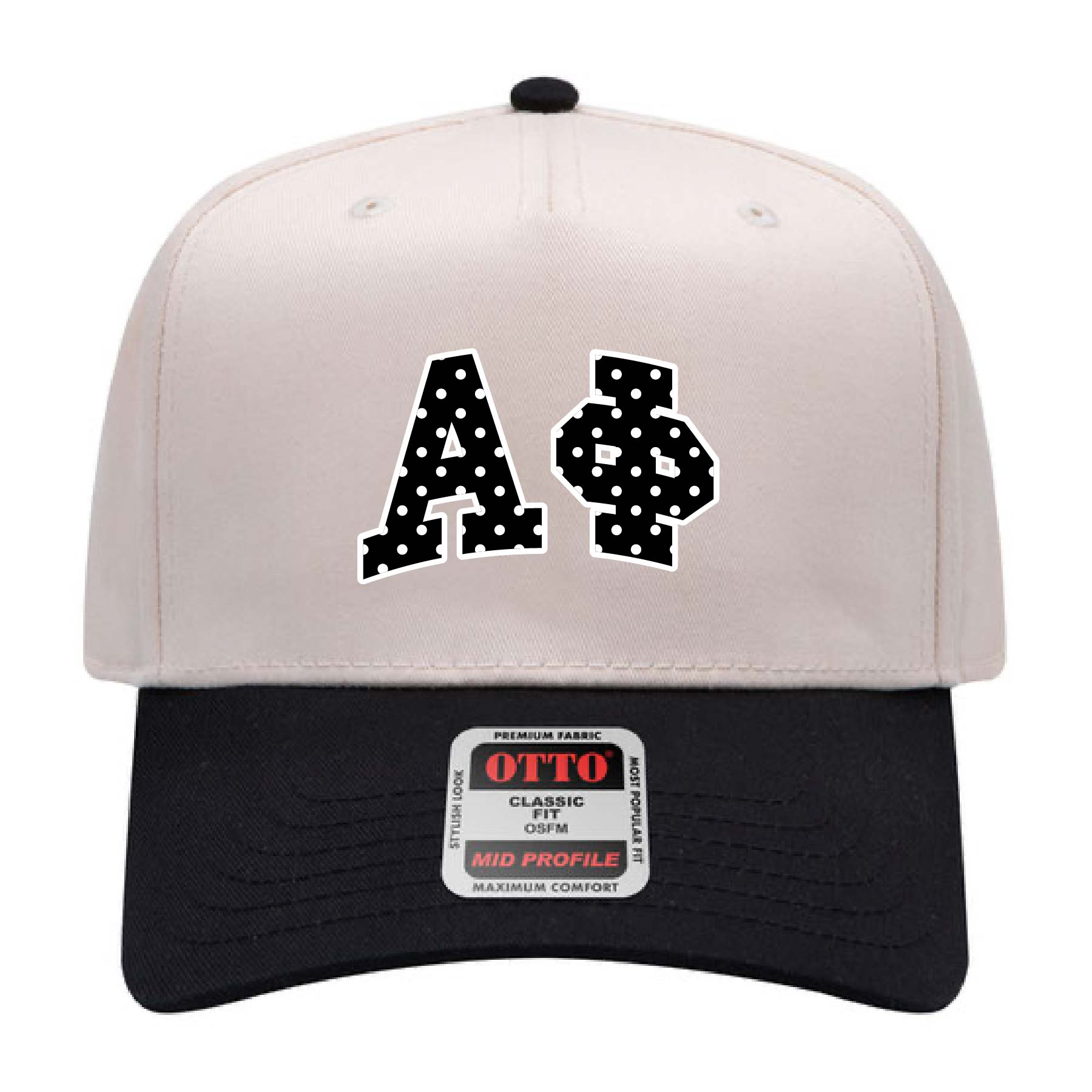 Ali & Ariel Black Polka Dot Embroidered Hat Alpha Phi