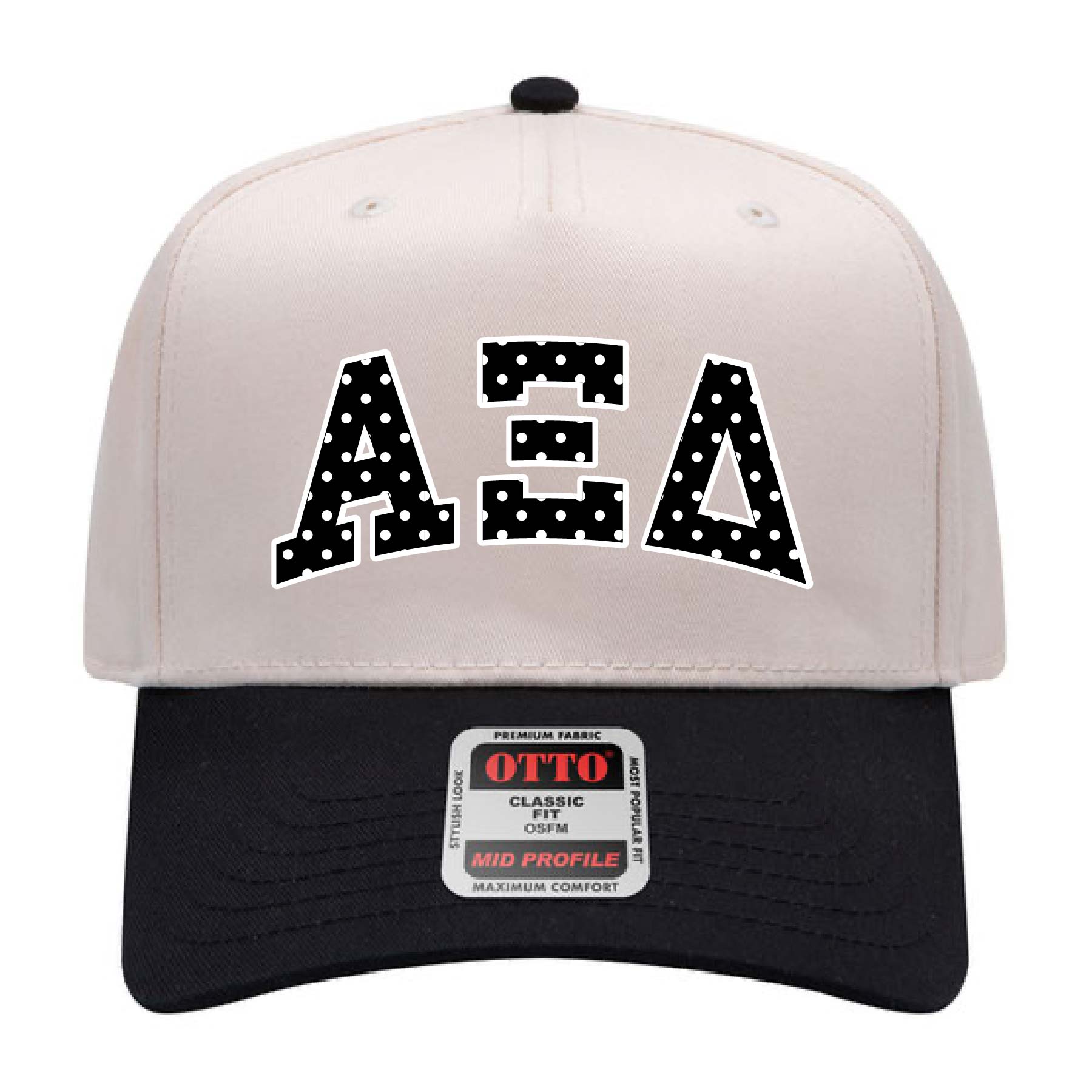 Ali & Ariel Black Polka Dot Embroidered Hat Alpha Xi Delta