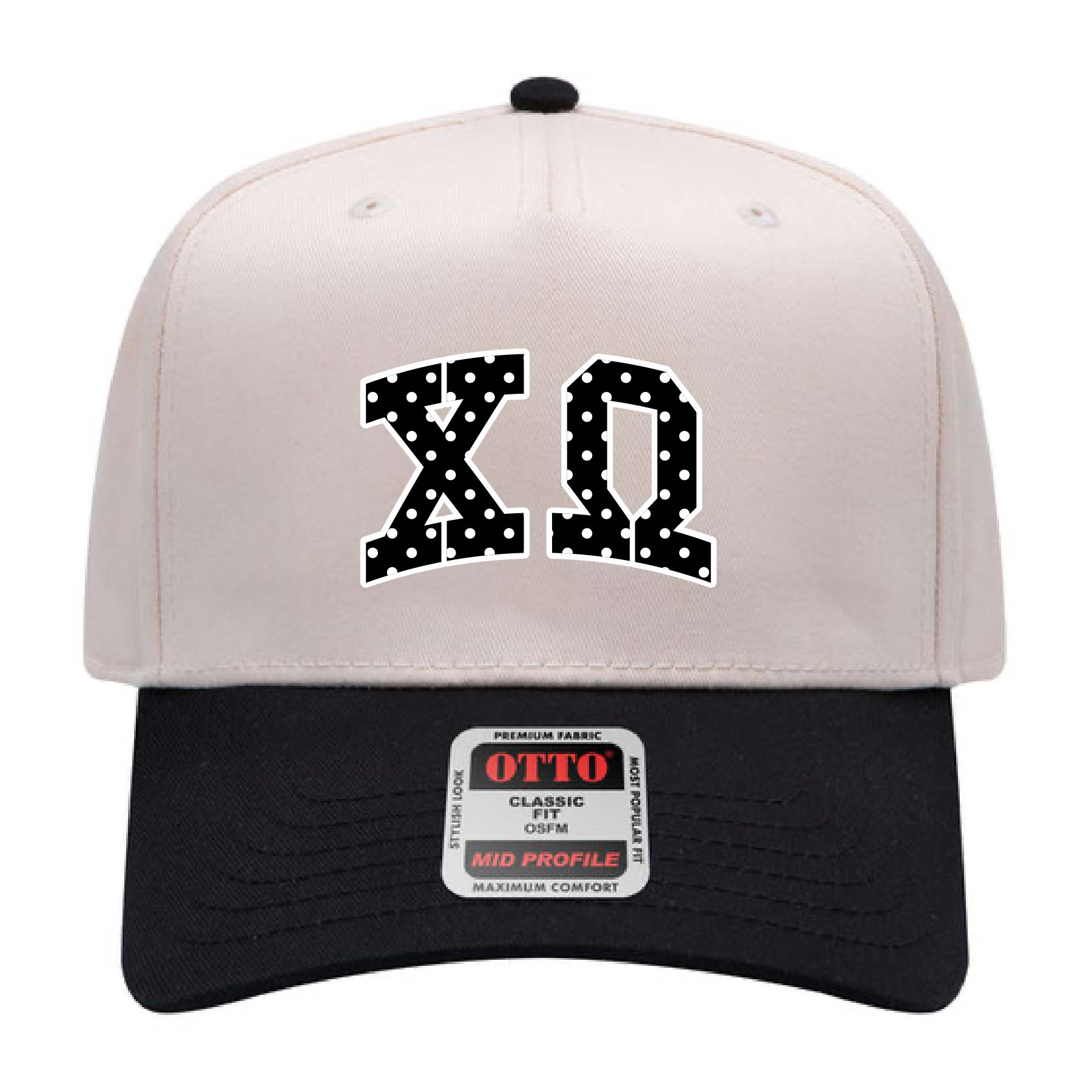 Ali & Ariel Black Polka Dot Embroidered Hat Chi Omega