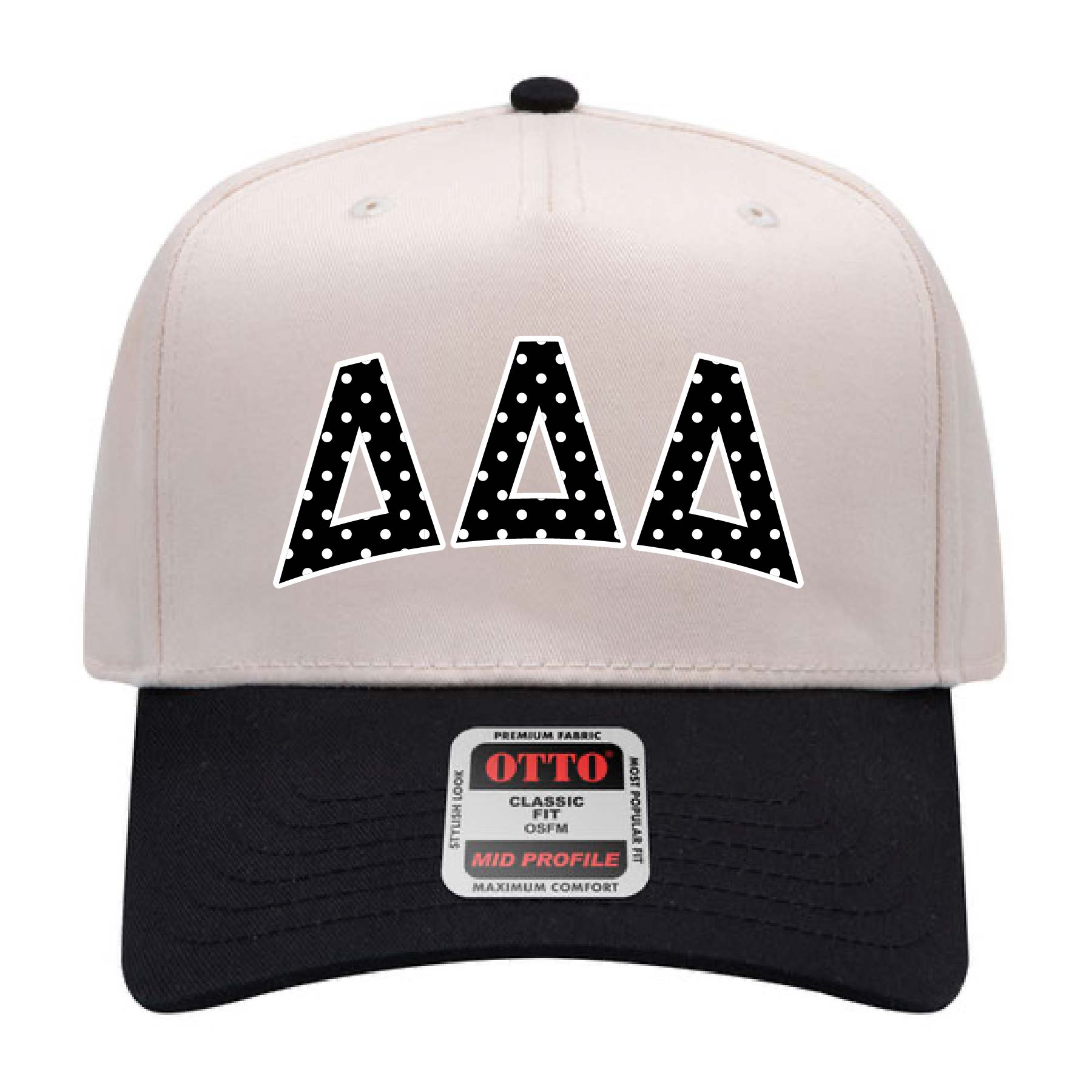 Ali & Ariel Black Polka Dot Embroidered Hat Delta Delta Delta