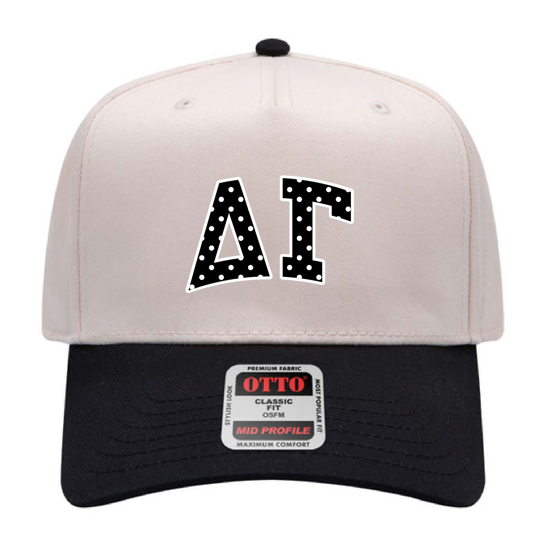 Ali & Ariel Black Polka Dot Embroidered Hat Delta Gamma