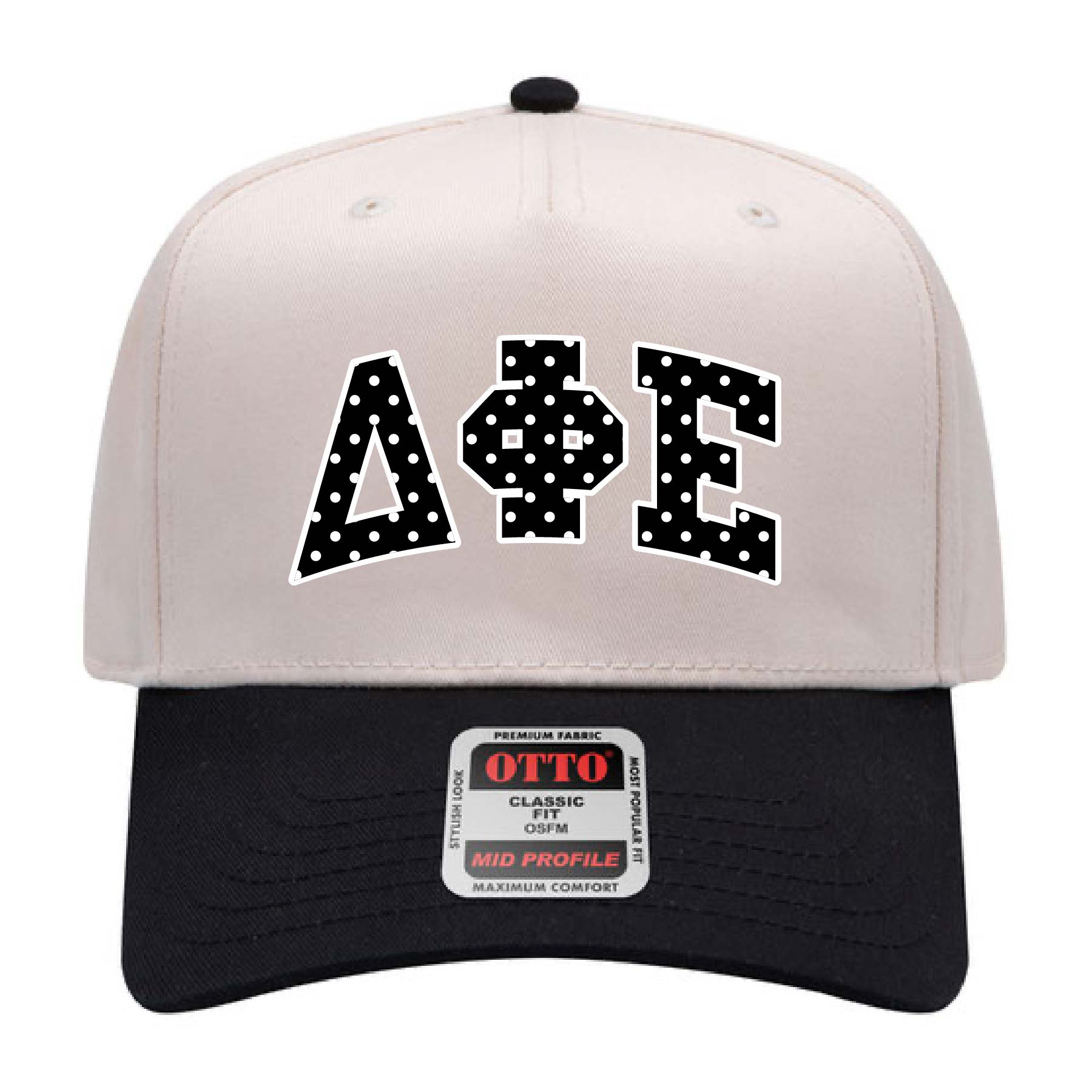 Ali & Ariel Black Polka Dot Embroidered Hat Delta Phi Epsilon
