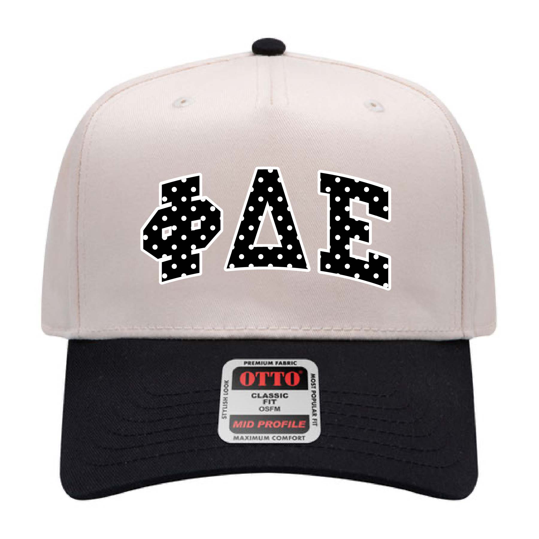 Ali & Ariel Black Polka Dot Embroidered Hat Phi Delta Epsilon