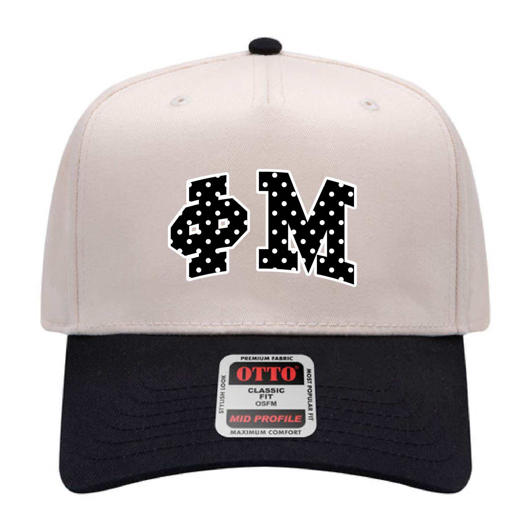 Ali & Ariel Black Polka Dot Embroidered Hat Phi Mu