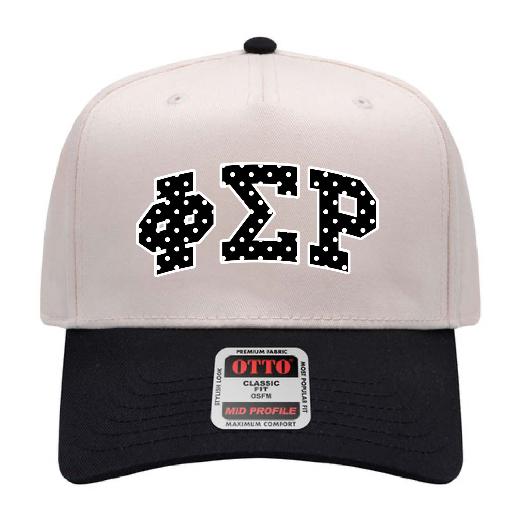 Ali & Ariel Black Polka Dot Embroidered Hat Phi Sigma Rho