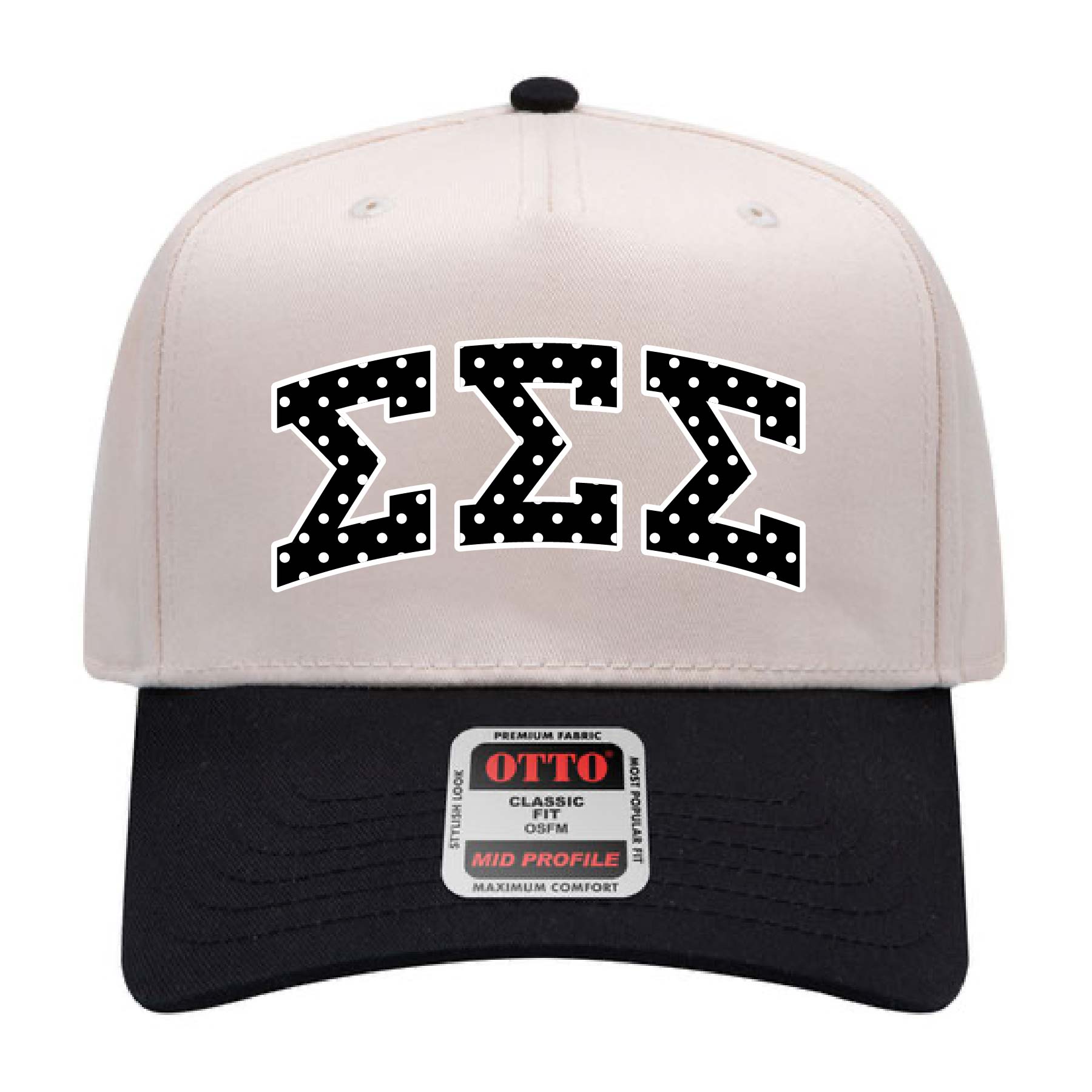 Ali & Ariel Black Polka Dot Embroidered Hat Sigma Sigma Sigma