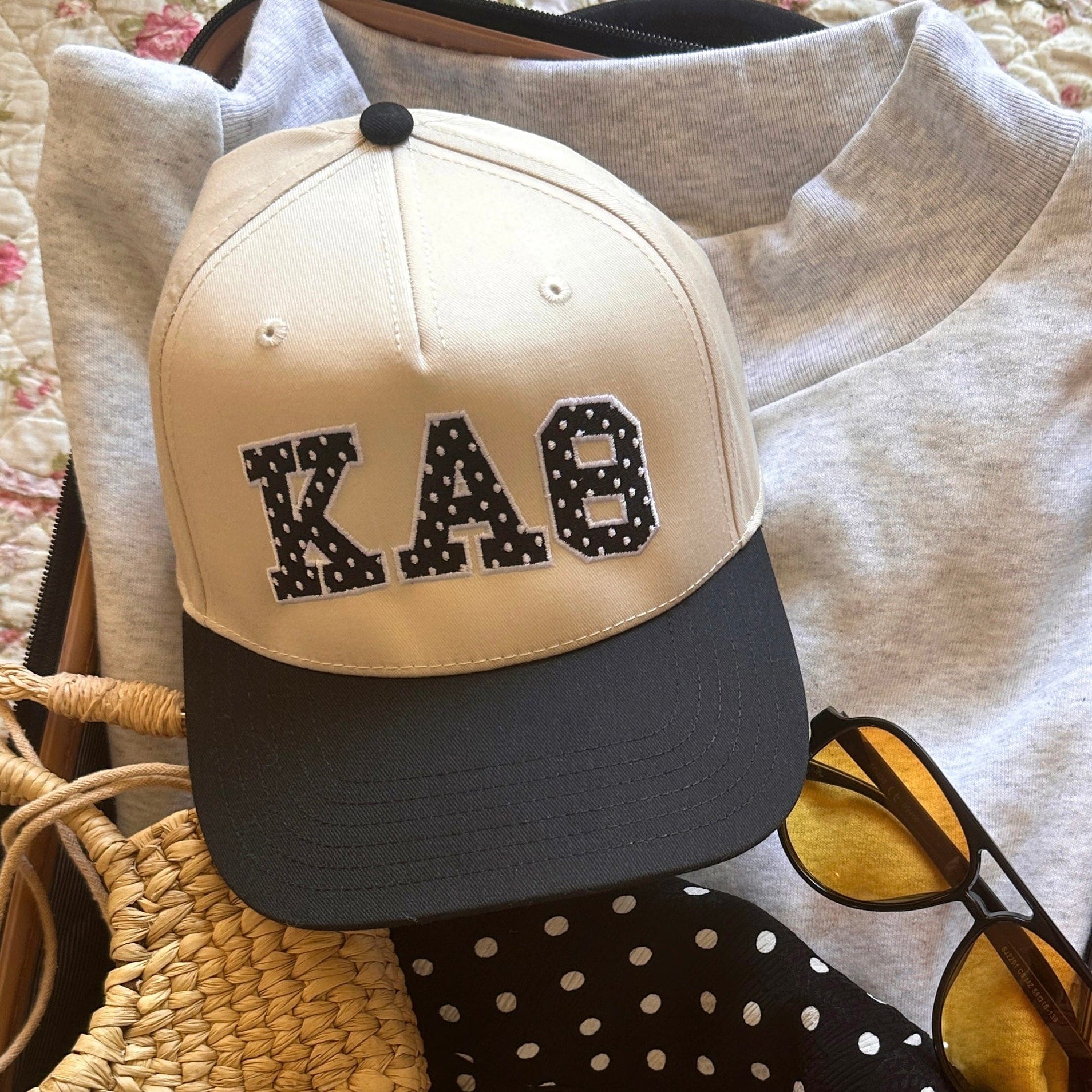 Ali & Ariel Black Polka Dot Embroidered Snapback Hat