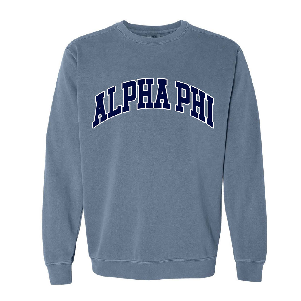 Ali & Ariel Blue And Navy Comfort Colors Crewneck Alpha Phi / Medium