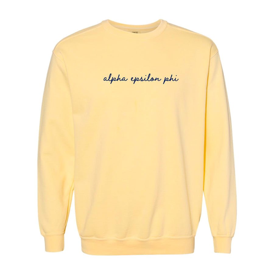 Ali & Ariel Butter and Navy Embroidered Crewneck Alpha Epsilon Phi / Medium