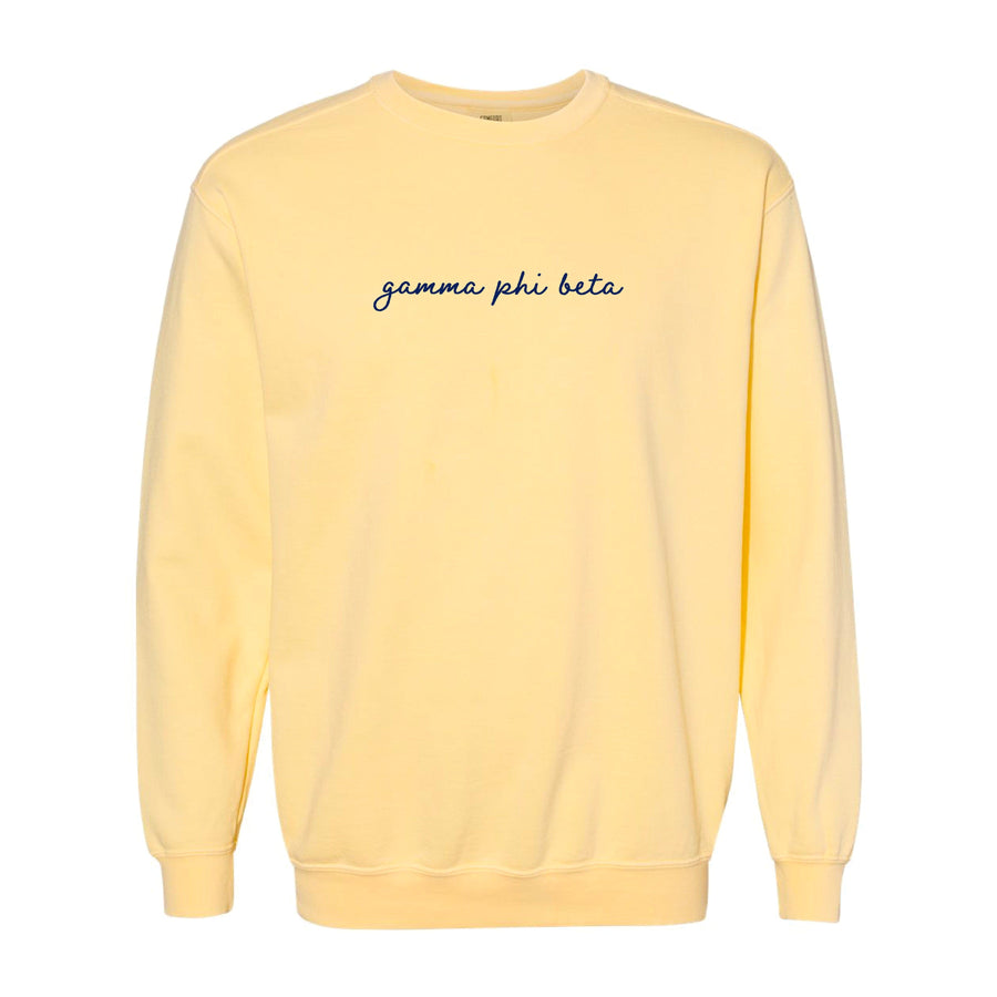 Ali & Ariel Butter and Navy Embroidered Crewneck Gamma Phi Beta / Medium